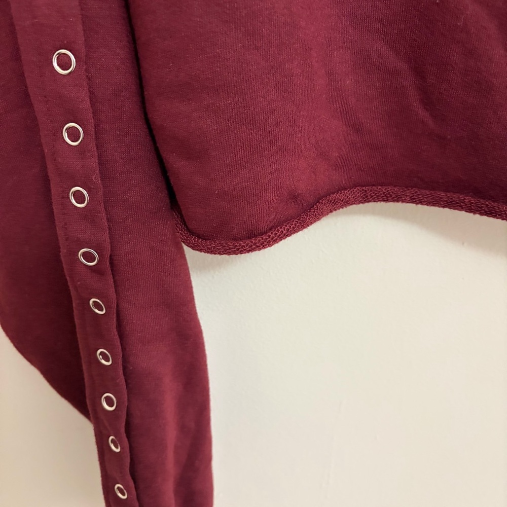 Rue21 Burgundy Eyelet Cropped Hoodie - Picture 4 of 6